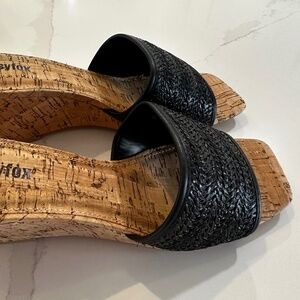 Black Braided Wedge Sandals